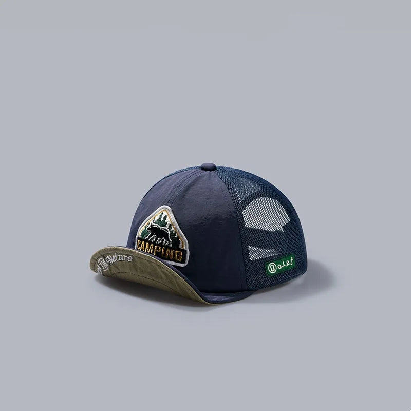 Big Size Short Visor Baseball Cap Breathable Dad Mesh 5 Panel Caps Men