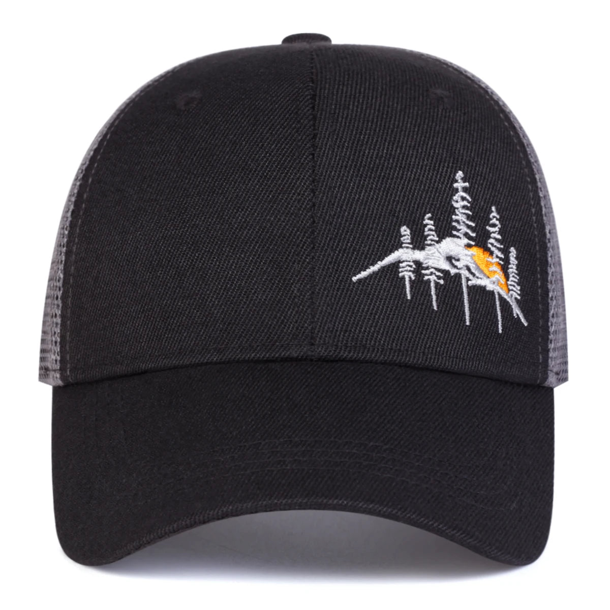 Unisex Mountain Tree Embroidery Baseball Net Caps Spring and Summer
