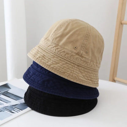 Casual Retro Bucket Hat Japanese Style Short-Brim Fisherman Cap Big Head