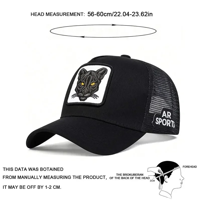 Unisex Panther Embroidery Baseball Net Caps Spring and Summer