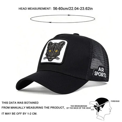 Unisex Panther Embroidery Baseball Net Caps Spring and Summer