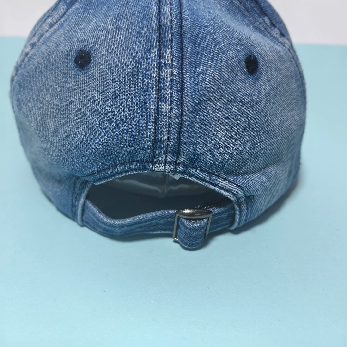 Distressed Washed Denim Baseball Cap Adjustable