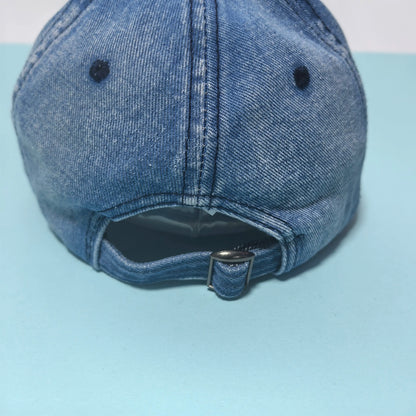 Distressed Washed Denim Baseball Cap Adjustable