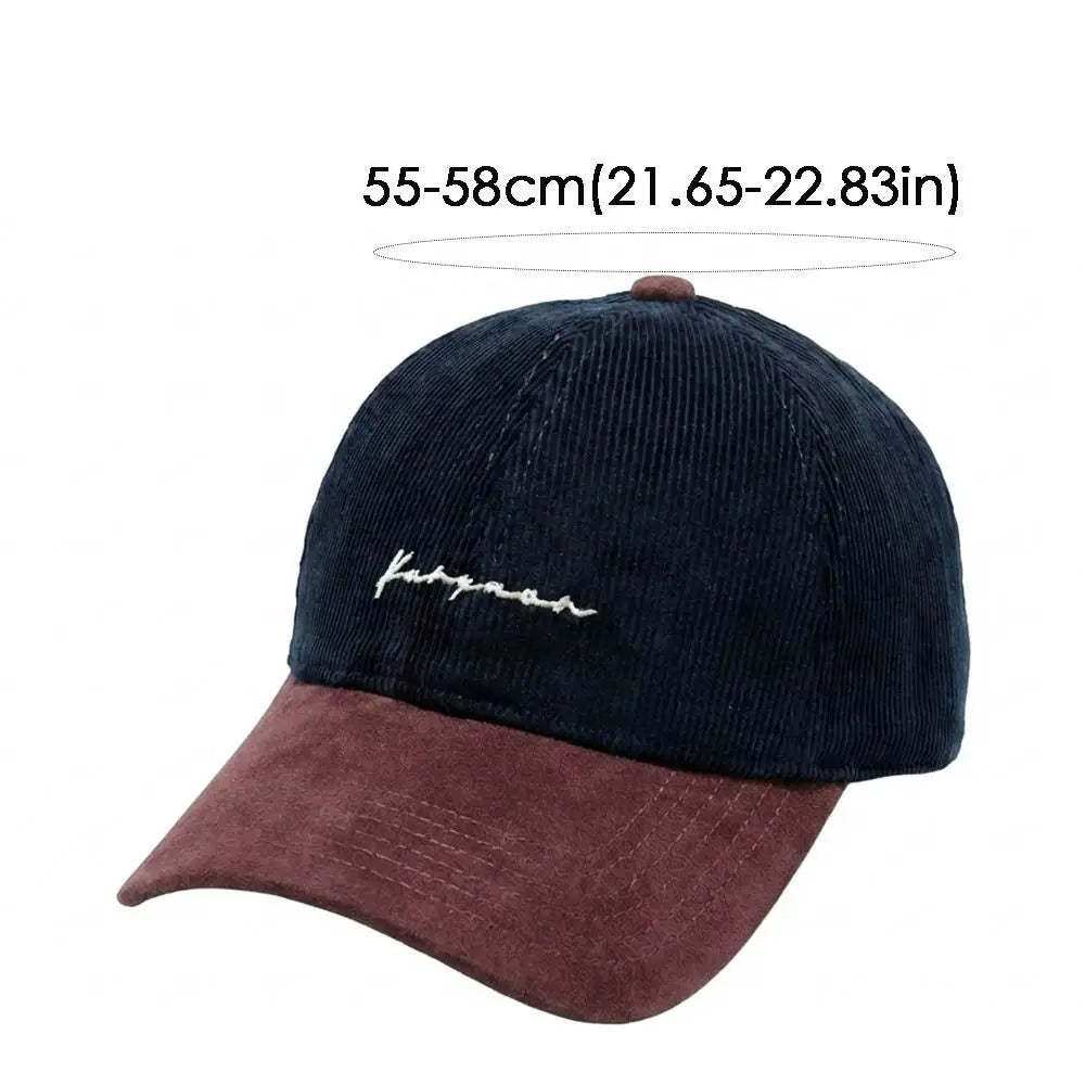 Embroidered Letter Baseball Hat Corduroy Wide Brim Outdoor
