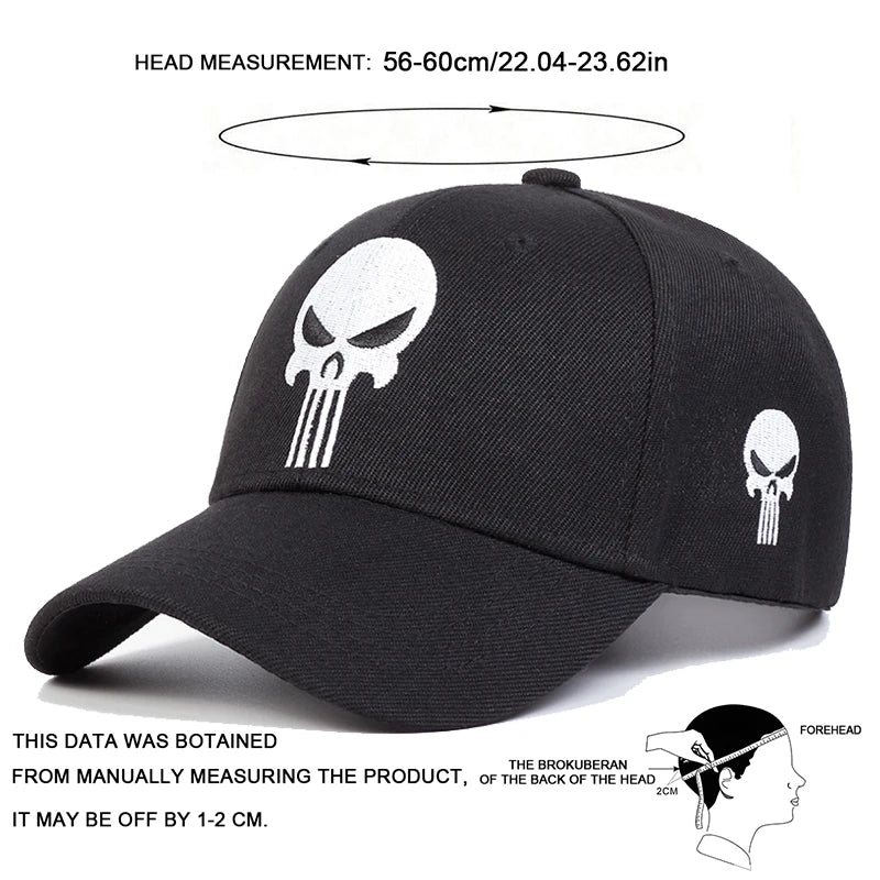 Unisex Skull Head Embroidery Baseball Caps Spring