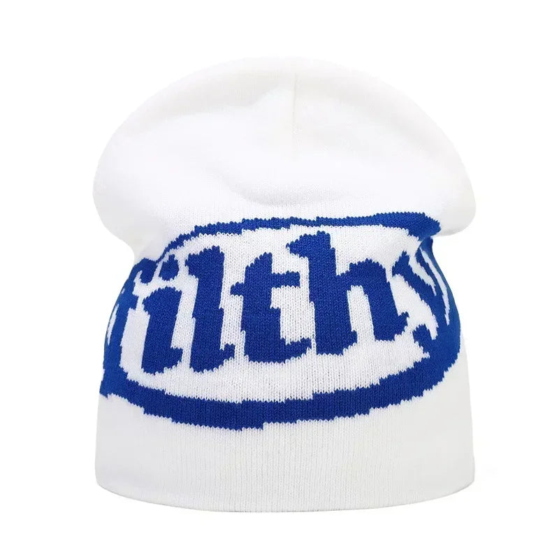 Y2K Letter Knitted Winter Autumn Beanie Cap Men Women