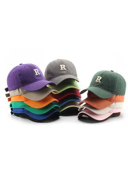 Unisex All Season Wearing Pure Cotton Letter R Fashionable Baseball Cap