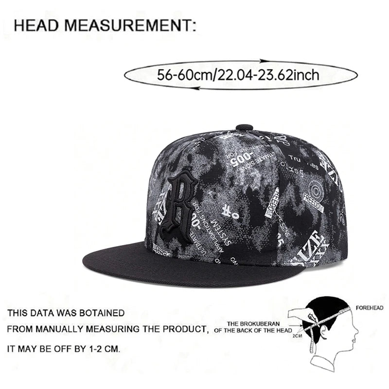 2026 New Fashion Baseball Hat R Graffiti Embroidery Hip Hop Skateboarding Hat