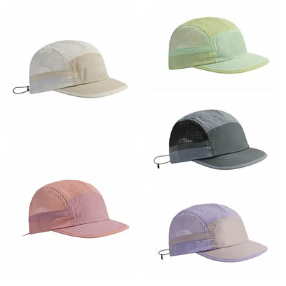 Soft Brim Breathable Peaked Cap Adjustable Lightweight Mesh Running Caps