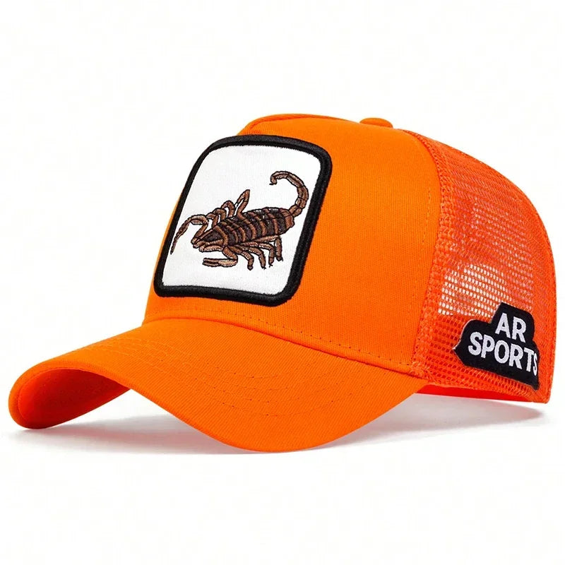 Unisex Scorpion Embroidery Baseball Net Caps Spring and Summer