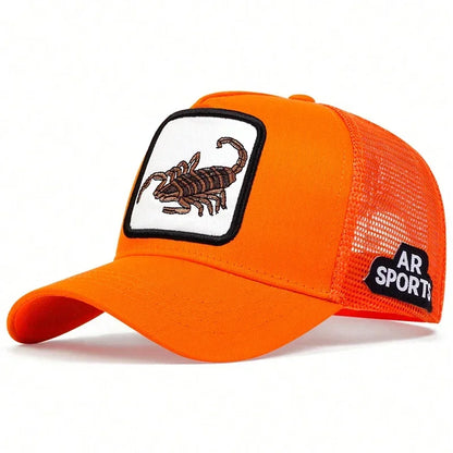 Unisex Scorpion Embroidery Baseball Net Caps Spring and Summer