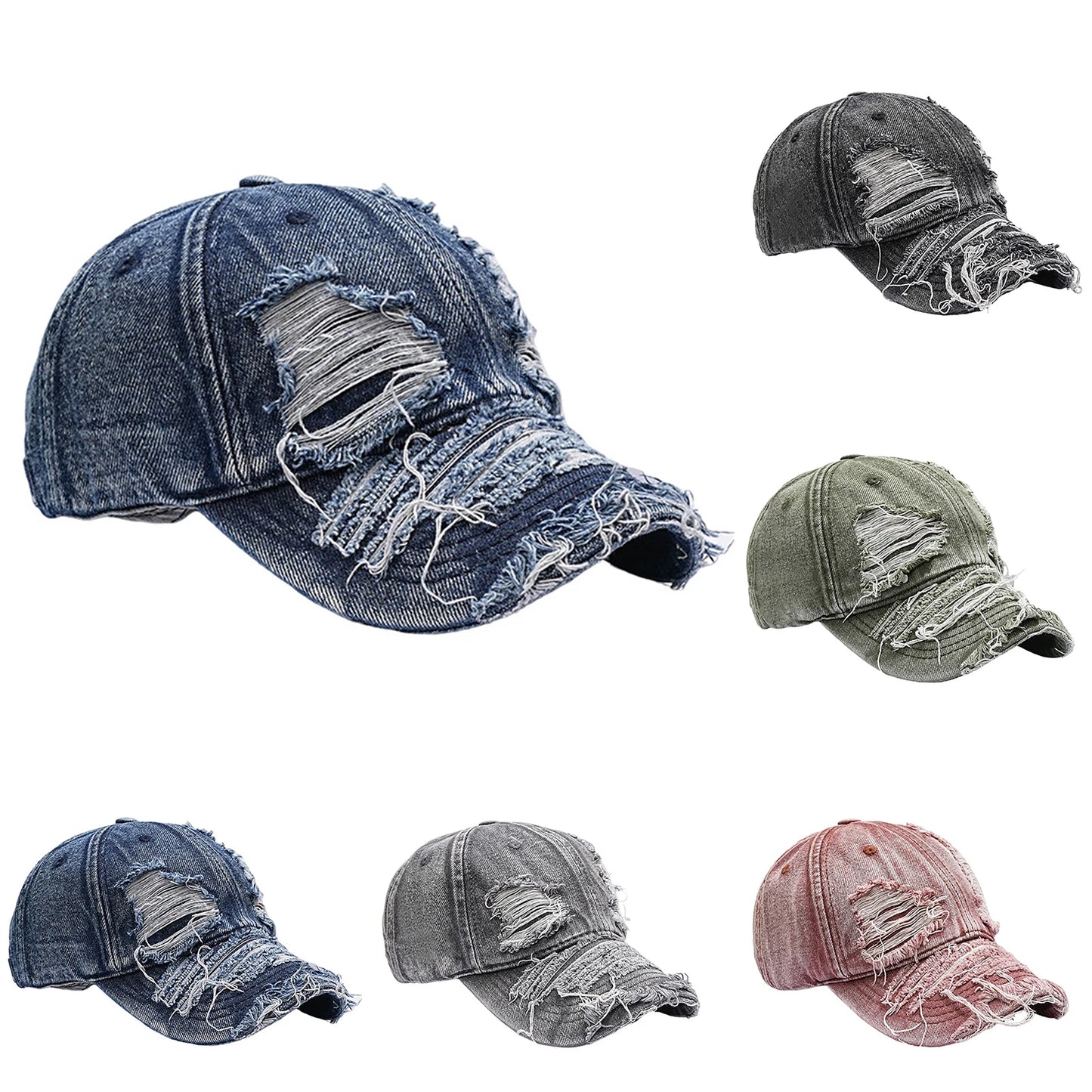 Hot Distressed Baseball Cap Washed Cotton Trendy Unisex Soft Top Sun Hat