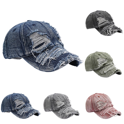 Hot Distressed Baseball Cap Washed Cotton Trendy Unisex Soft Top Sun Hat