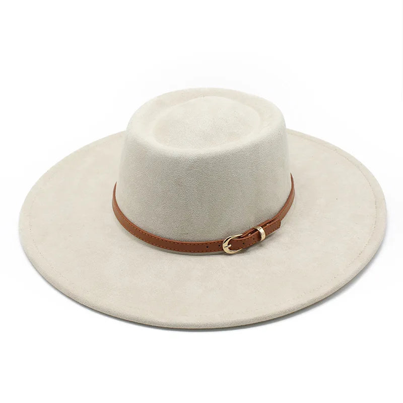 French Style Elegant Dome Hat, Cross-Border New Suede Wide Brim Jazz Hat