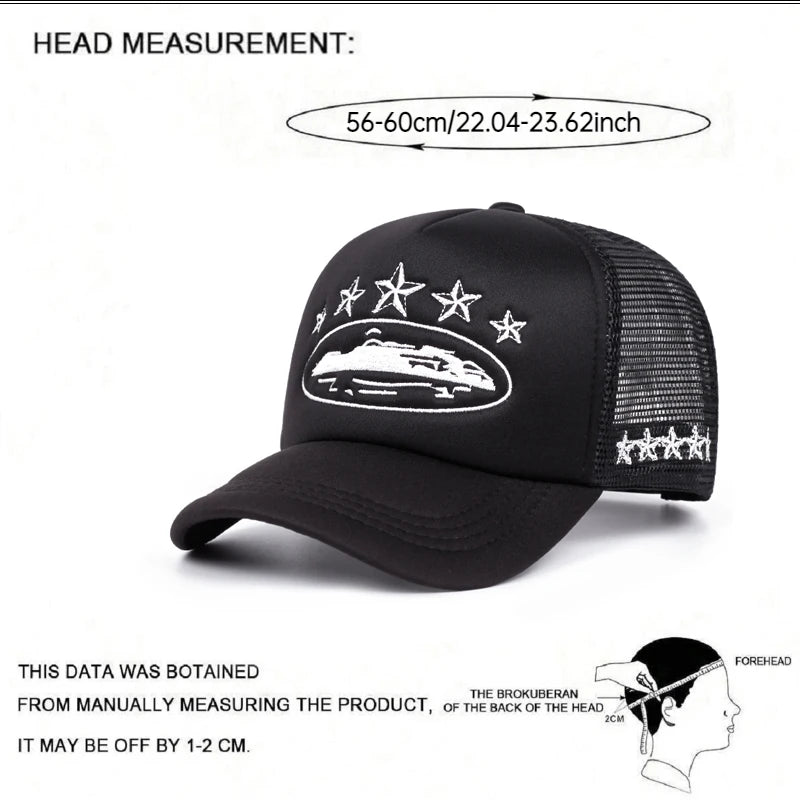 Five Star Mesh Hat Men's Street Hip Hop Hat Women's Outdoor Baseball Hat
