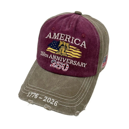 USA 250th Anniversary Letter Embroidered Baseball Cap