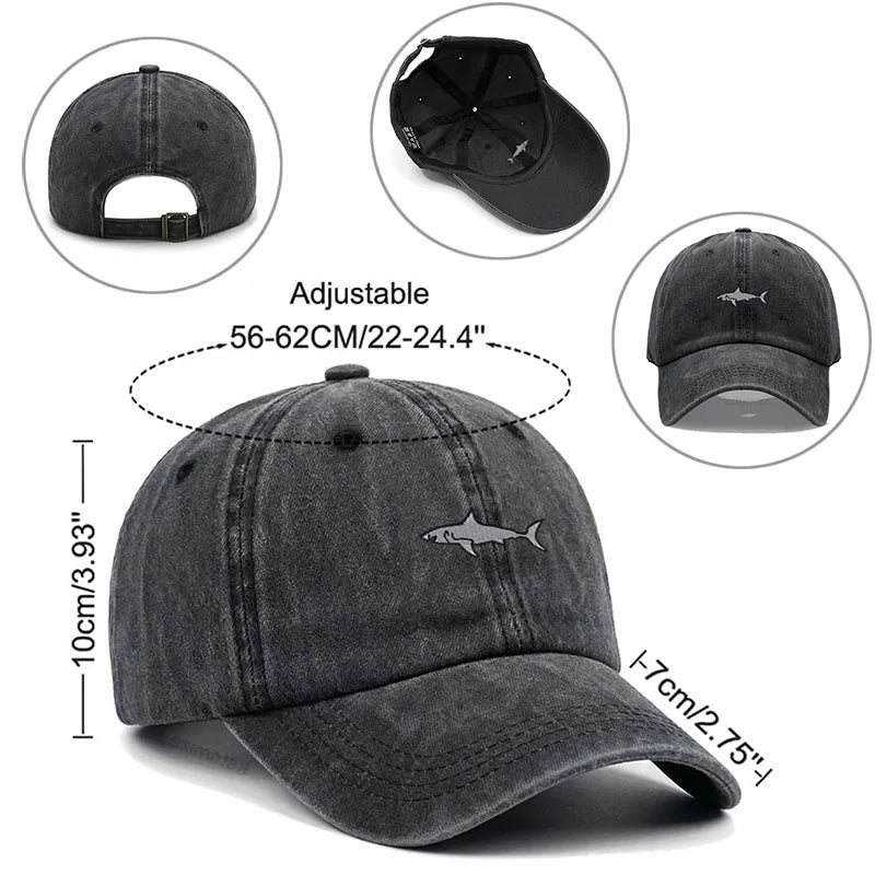 Shark Embroidery Baseball Cap For Men Women