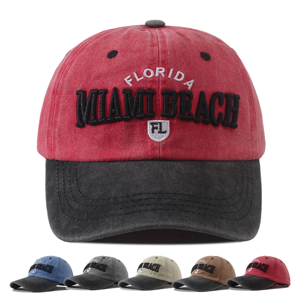 Miami Beach Letter Embroidered Baseball Cap Hip Hop