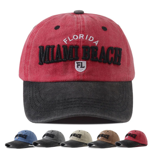 Miami Beach Letter Embroidered Baseball Cap Hip Hop
