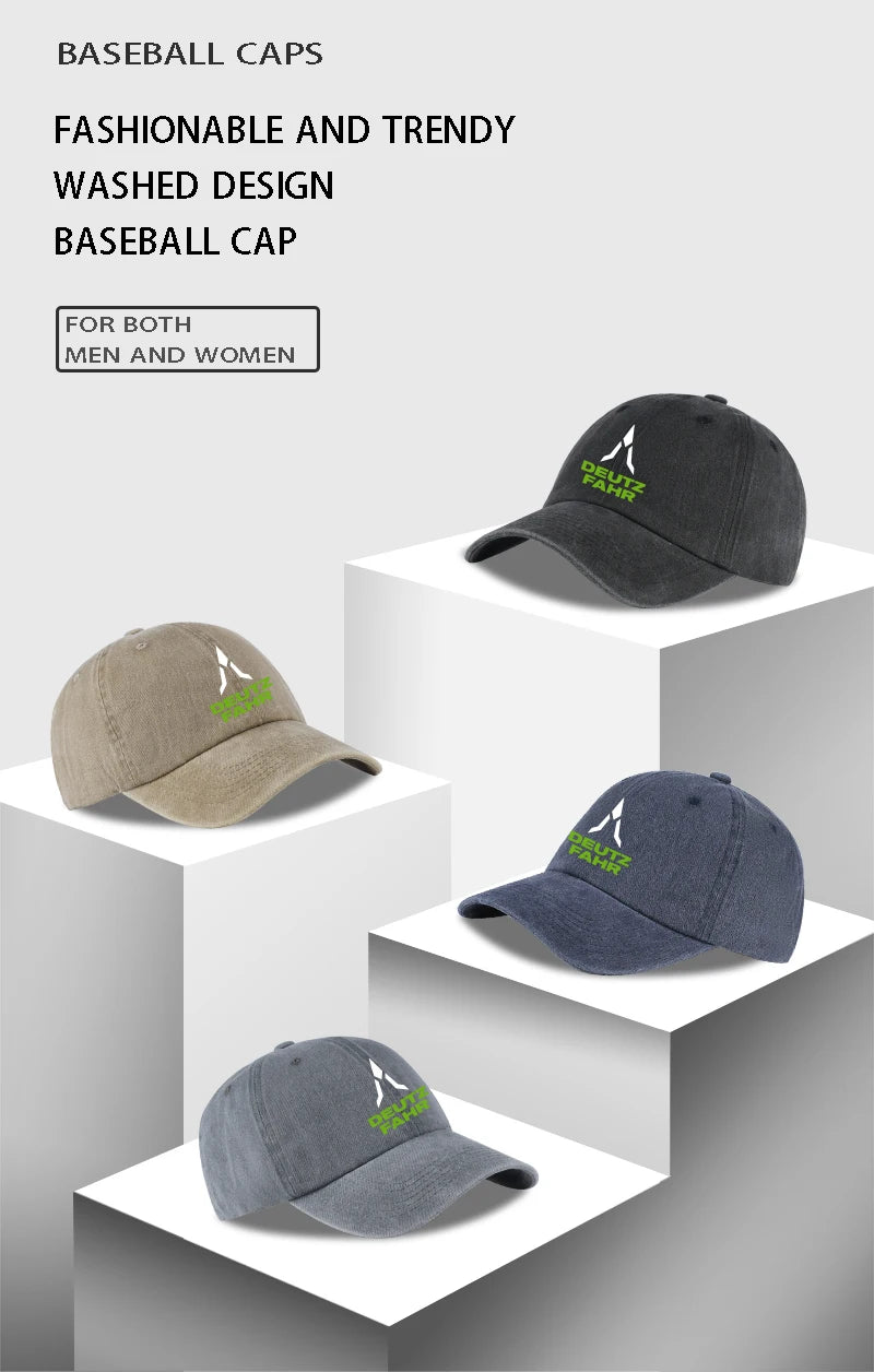 Deutz Farm Logo Printed Washed Baseball Cap Soft Comfortable Breathable Adjustable Retro Farm Style