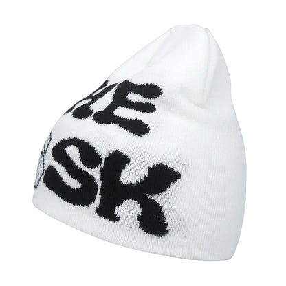 Y2K Letter Knitted Winter Autumn Beanie Cap Men Women