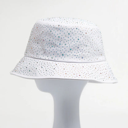 Summer Women Bucket Hat Fashion Colorful Rhinestones Cap
