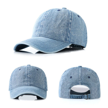 Spring And Summer Solid Color Cotton Denim Blue Baseball Cap