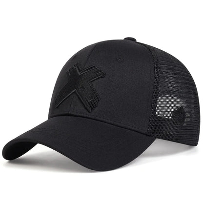 Unisex X Letter Embroidery Baseball Net Caps Spring Summer