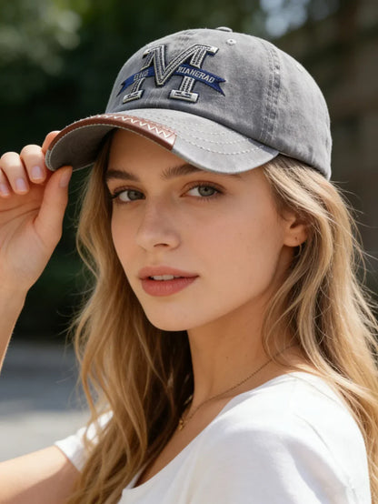 Unisex Baseball Cap M Letter Embroidery Dad Hat Women Men Outdoor Washed Cotton Cap