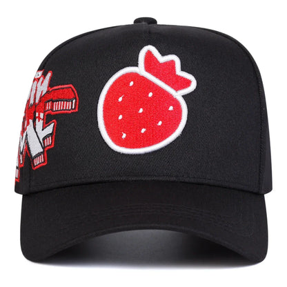 Unisex Strawberry Embroidery Baseball Caps Spring and Autumn