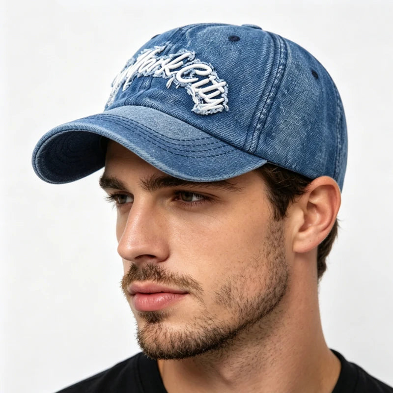 Washed Denim Unstructured Baseball Cap