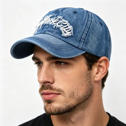 Washed Denim Unstructured Baseball Cap