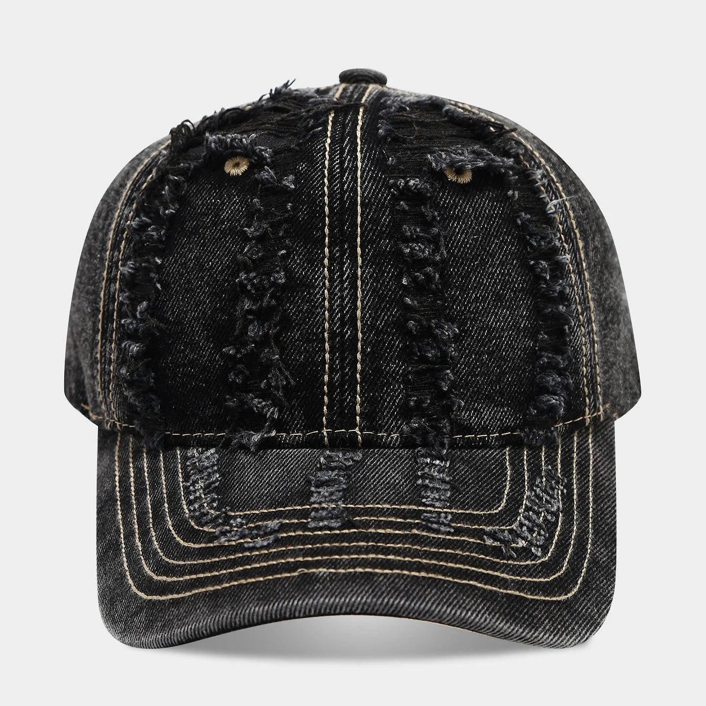 Stylish Distressed Washed Denim Baseball Cap Women Men