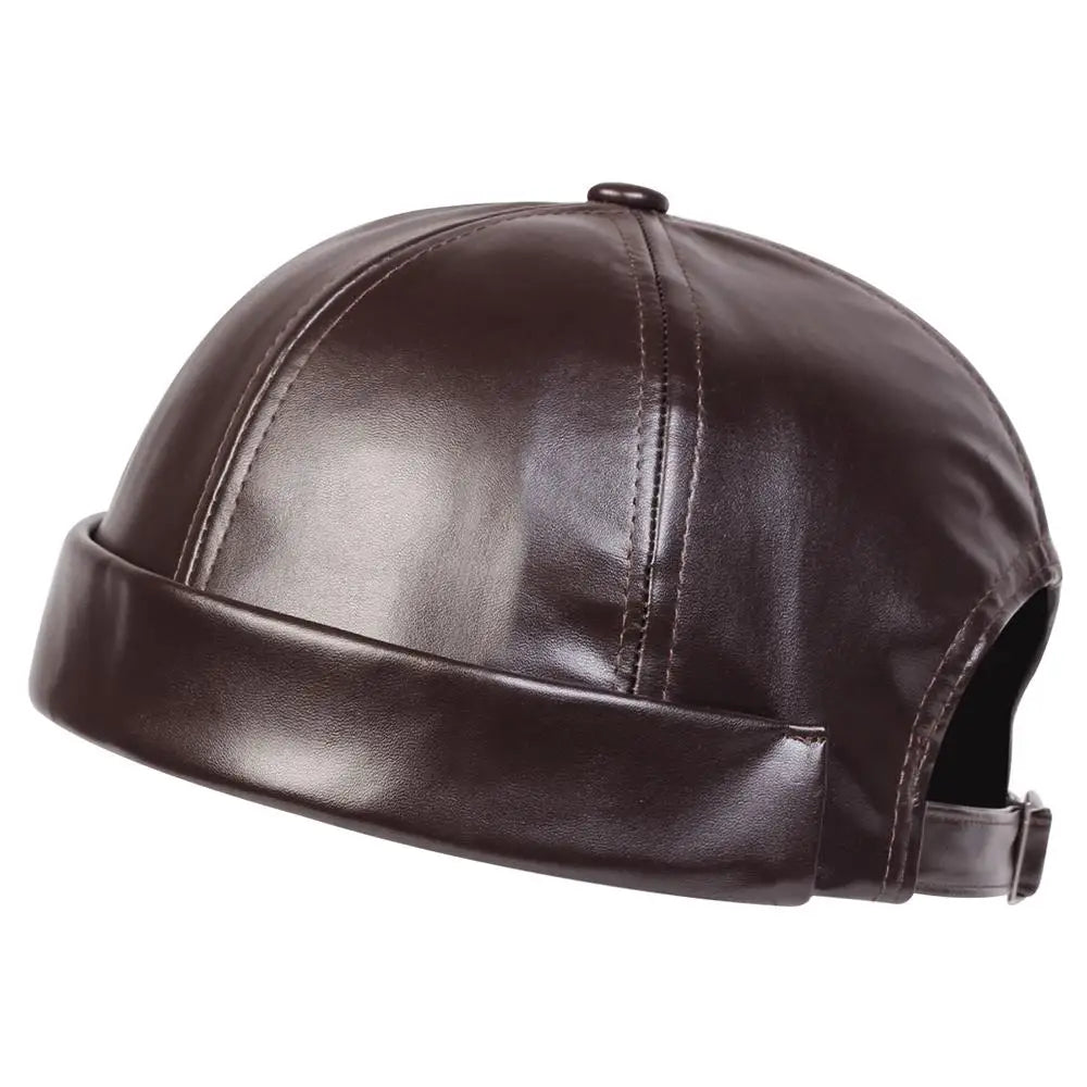 Men Women PU Leather Landlord Caps Retro Autumn Winter