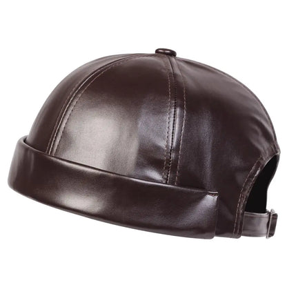 Men Women PU Leather Landlord Caps Retro Autumn Winter