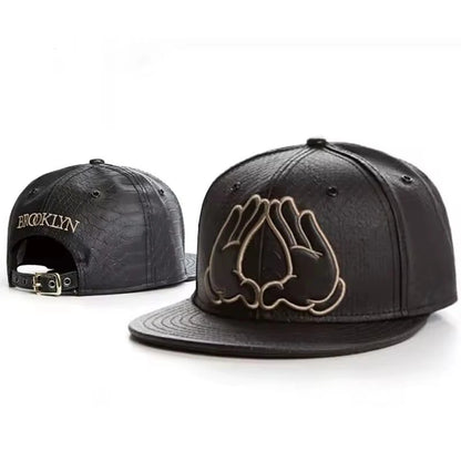 Fashion Black Leather Cap Adult Outdoor Casual Sun Baseball Cap