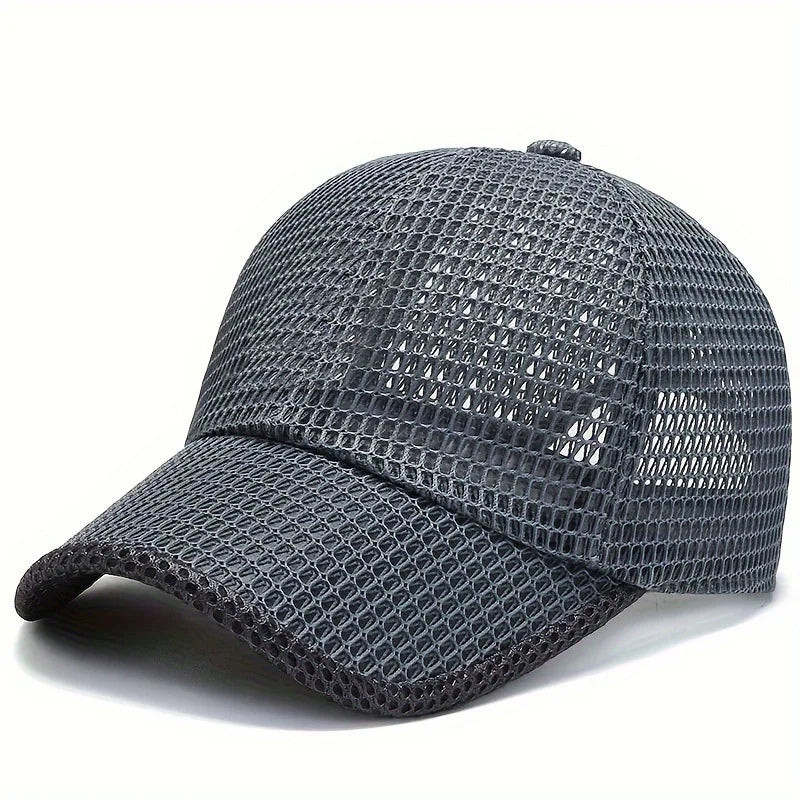 Men's Solid Color Mesh Breathable Baseball Cap Sun Protection Hat