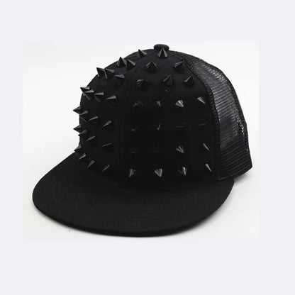 Men and Women's Rivet Flat Hat Punk Rock Hip Hop Stud Snapback Caps Y2K