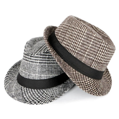 Autumn And Winter Large Plaid Hat Brushed Plaid Jazz Hat