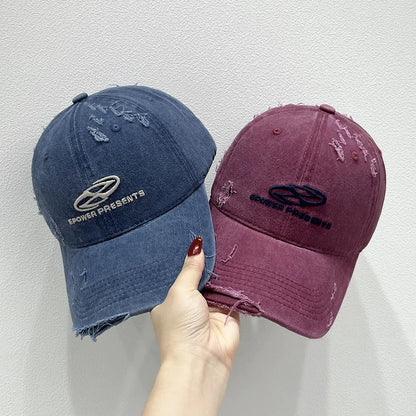 American Retro Washed Distressed Women's Baseball Cap Face Slimming Japanese  Protection Hat