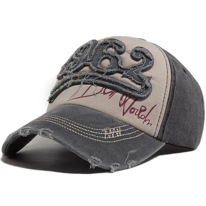 Fashion Vintage Washed Cotton Baseball Cap Men Digit 1962 Embroidery