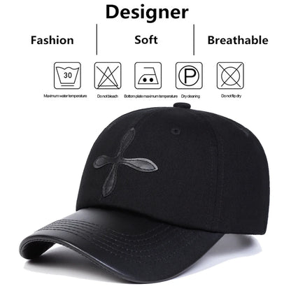 Unisex Leather Label Cross Baseball Caps Spring Autumn