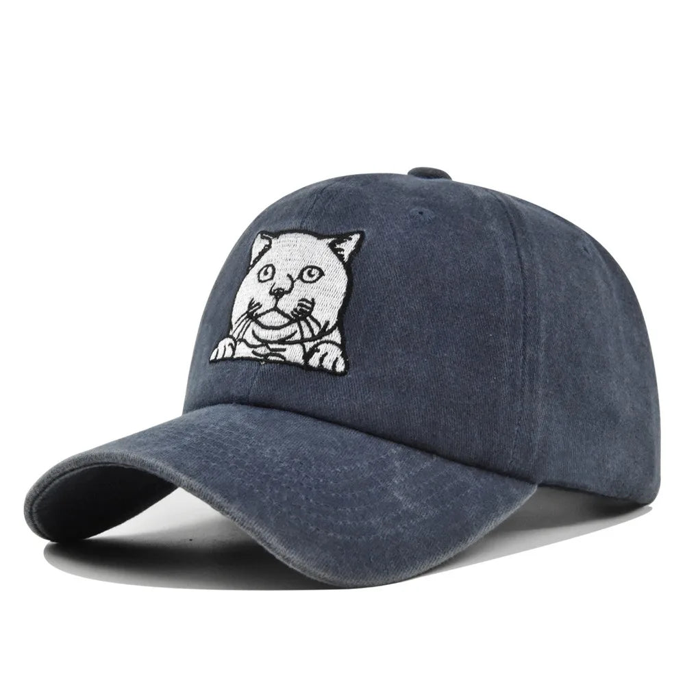 Vintage Cat Embroidery Baseball Cap