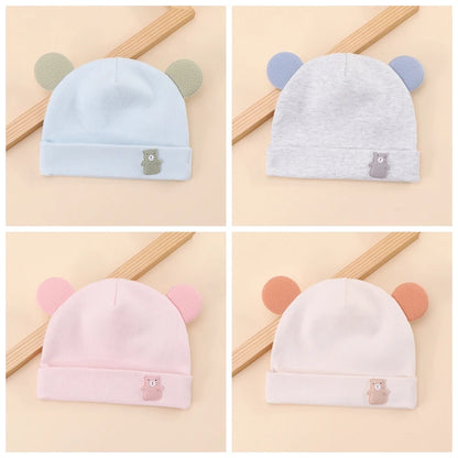 Cartoon Cute Solid Color Baby Beanies Spring Autumn Cotton Soft Head