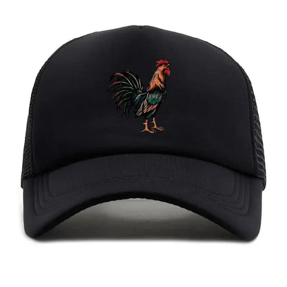 Vibrant Rooster Design Mesh Baseball Cap
