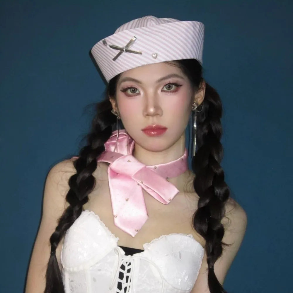Fashionable Stripe Bow Sailor Hat