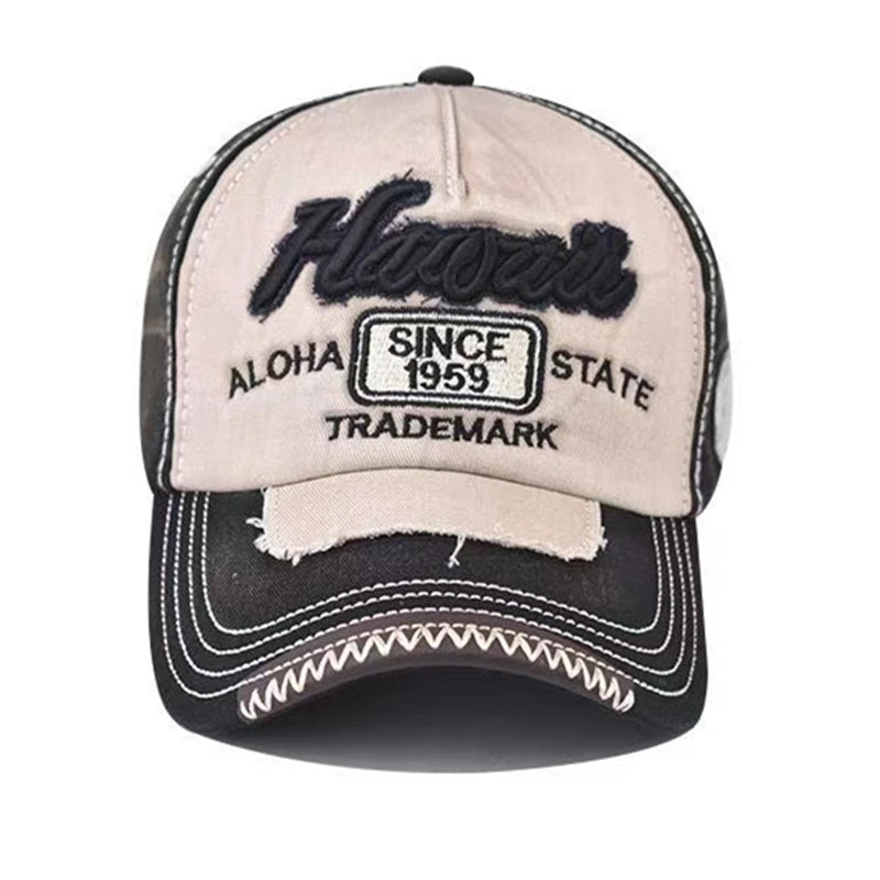 Unisex Washed Cotton Cap 1959 Letter Embroidery Vintage Baseball Cap Men Women