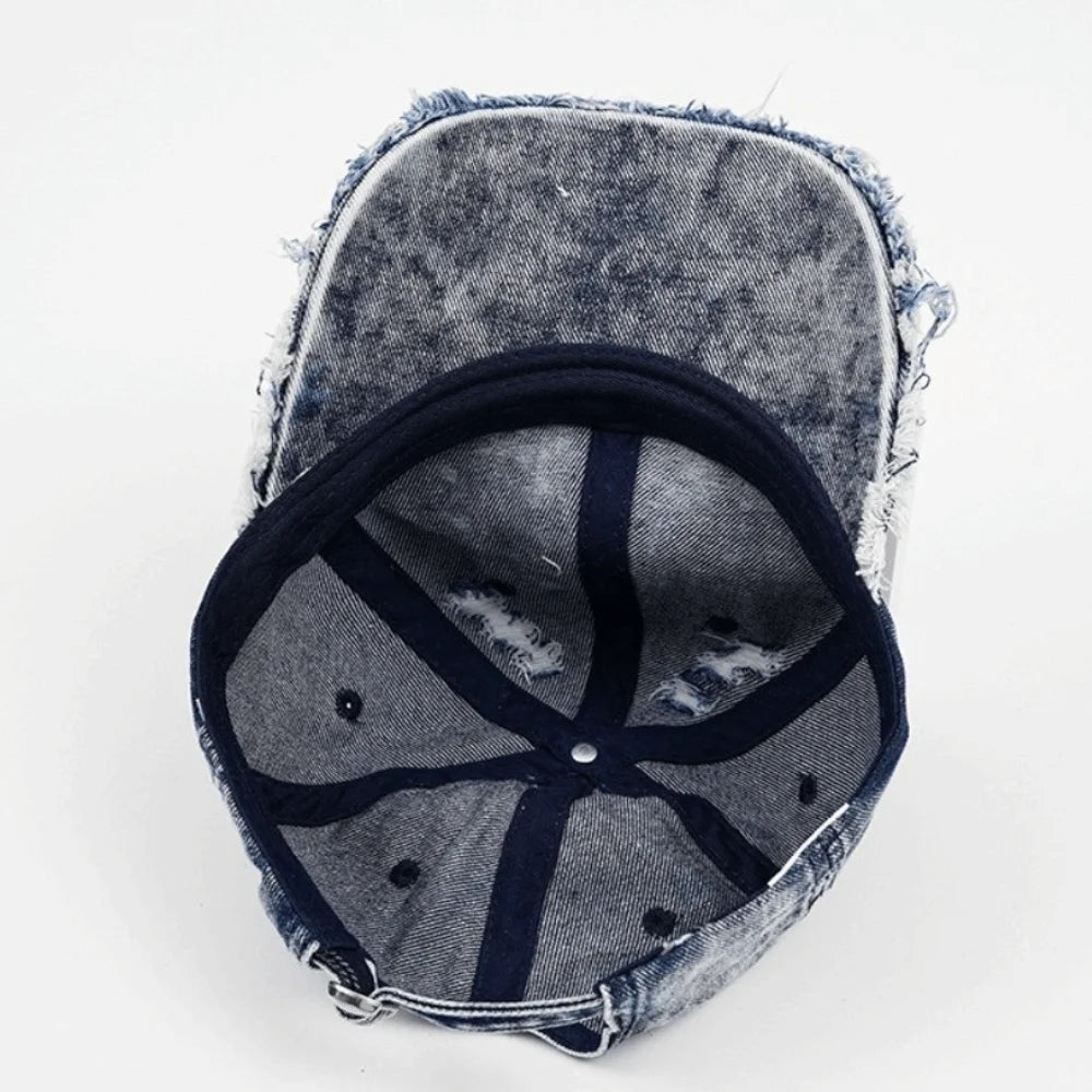 Street Style Vintage Washed Denim Baseball Cap