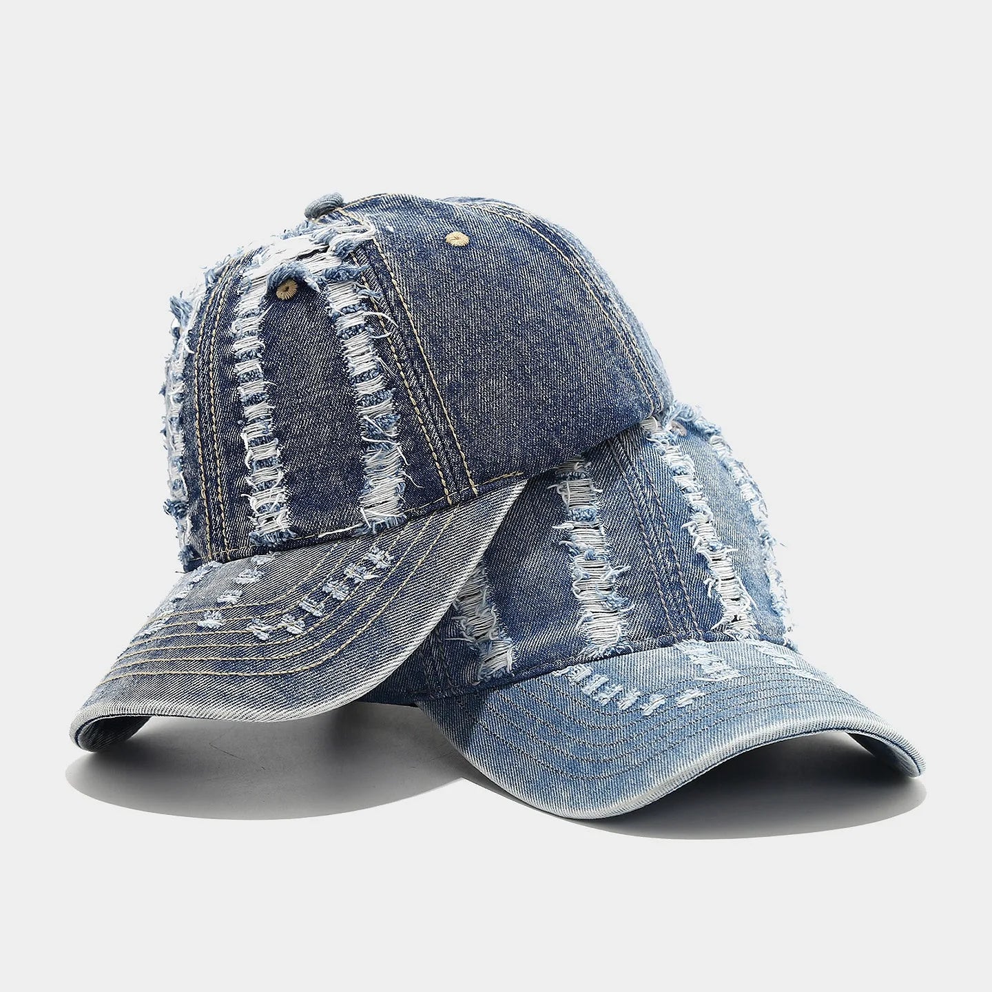Stylish Distressed Washed Denim Baseball Cap Women Men