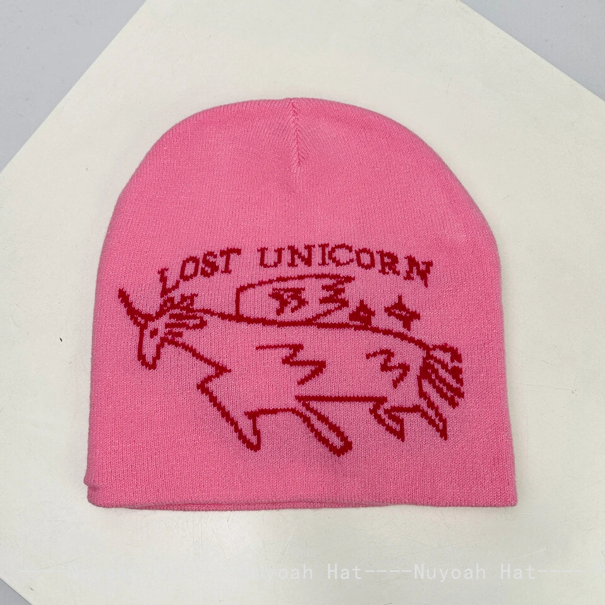 New Men Women Korean Jacquard Unicorn Letters Knitted Hats